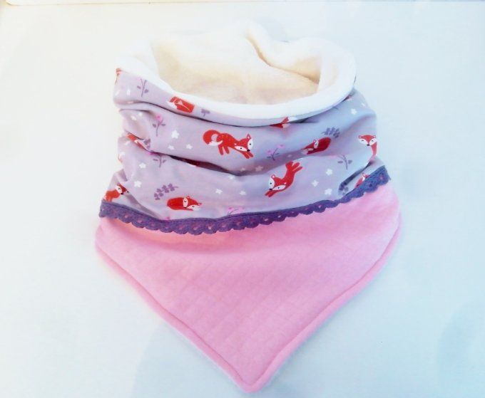 Snood XXL renard gris rose