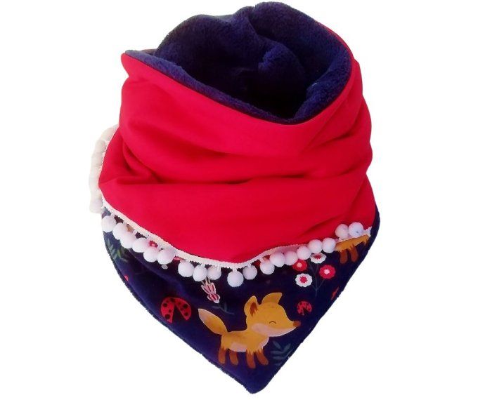 Snood XXL renard rouge bleu